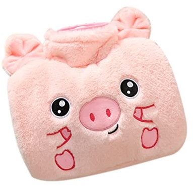 Bouillotte Douce Lapin, 1.25L Bouillotte Eau Chaude avec Housse en Peluche Souple Bouillotte en Caoutchouc Naturel Bouillotte Peluche Amovible et Lavable pour Soulagement de la Douleur, Dos, Cou