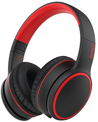 RORSOU B10 Over Ear Cuffie Bluetooth, 2 modalità EQ (Normale/Grave), autonomia di 50 ore, cuffie wireless con microfono, cuffie stereo HiFi leggere e pieghevoli per iPad/Viaggio/Tablet/PC/Casa Nero