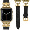 Wearlizer Lederarmband Kompatibel mit Apple Watch Armband 41mm 38mm 40mm 42mm 44mm 45mm 46mm 49mm,Elegant Leder Armband für IWatch Serie Utra 2/1 SE 10 9 8 7 6 5 4 3 2 1,Schwarz/Gold