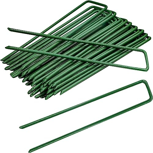 100 pezzi graffette da giardino, chiodi in acciaio inox zincato, ancoraggio a terra a forma di U, fissaggio picchetti da campeggio per fissaggio di erba artificiale tessuti collant