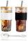 2 Pack Glass Cups with Lids and Straws 22oz/650ml Reusable Glass Tumbler Iced Coffee Cup with Bamboo Lids and Stainless Steel Straws Drinking Glasses Cups Set for Coocktail, Whiskey, Beer, Milk, Juice