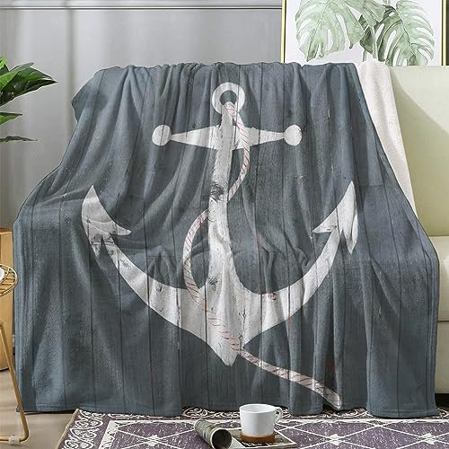 ZDABAOEC Kuscheldecke Flauschig Maritime Anker Decke, Fleecedecke 220x240, Sofadecke & Couchdecke, Weiche Kuschelige Wohndecke Blanket, XXL Groß Decken für Sofa Couch