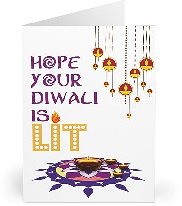 Diwali Grußkarte – strahlendes Mandala mit beleuchteten Kerzen – Hope Your Diwali is lit – Festival of Lights Celebration Card