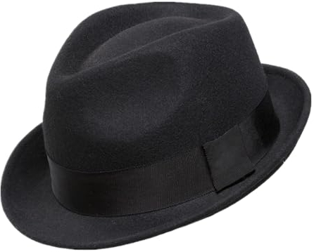 Decentron Chapeau d'hiver en feutre de laine pour homme - Chapeau Fedora à bord court, Noir , 60