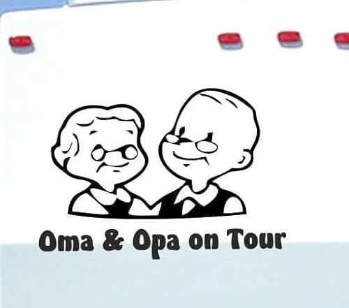 myrockshirt Hochwertige Wohnwagen/Wohnmobil Aufkleber „ Spruch Oma & Opa on Tour mit lustigem Großeltern Pärchen 60x30 cm „ von aus Hochleistungsfolie geplottet, auf Montagefolie ohne Hint