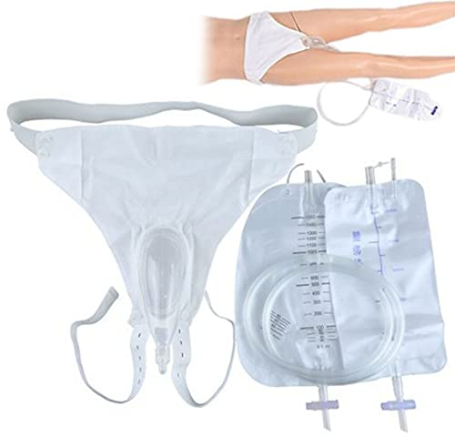Samnuerly Urinsammler, tragbarer Latex-PIPI-Halter, Blasenhilfe mit 2 Stück 1000 ml Urinbeutel für Harninkontinenz/Harnfrequenz/Hemiplegie, 1 Stück Männer (Atrophie),