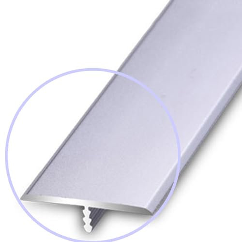 ILOOXI T-Profil Übergangsprofil Aluminium Übergangsschiene Fliesenschiene Gebürstet Ausgleichsprofil Abschlussleiste Für Vinyl/Laminat/Parkett/Holzböden(Silver,1 1/4 (33mm) Wide*3pcs)