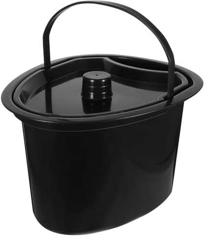 Urintopf 5l aus Kunststoff mit Deckel für Patienten | Schwarz, Tragbar und Komfortabel, Konturierte Form, für Kinder und Ältere Menschen, 5 Liter
