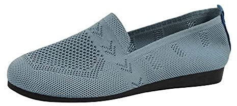 luoluoluo Ladies Loafers UK Sale, Womens Ballet Flats Pumps Low Wedge Slip On Knit Dress Shoes Classic Mesh Shoe with Arch Support Round Toe Ballerina Softable Shoes Comfy Dolly Shoes Office Shoes