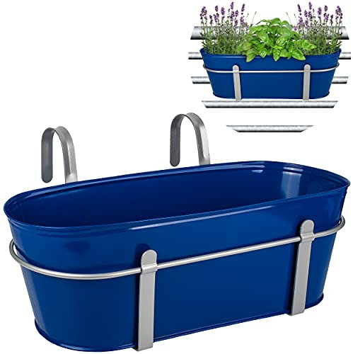 alles-meine.de GmbH Hänge - Topf/Blumentopf/Balkonkasten Farbwahl Ø 50 cm - mit Haken - Metall - royal blau - oval - länglich - Hängend - Aufhängen - groß - mit Henkel - ..