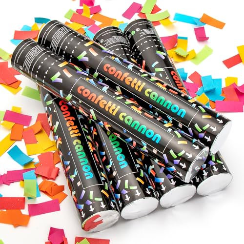 MILIFOX 6 Stück Bunte konfettikanonen - Konfettikanone Hochzeit,30cm Konfetti-shooter,Fröhliches Dekorieren,Konfettibombe für Geburtstag Party,Hochzeit,Indoor&Outdoor Verwendung(Bunte Bar)