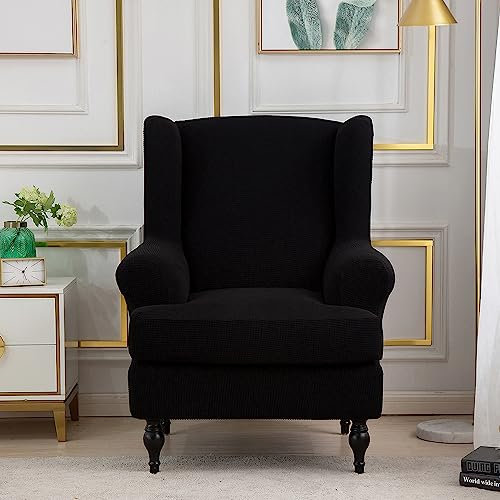 Meigeh Ohrensessel überzug Sesselhusse Ohrensessel Sesselbezug Ohrensessel Sessel-Überwürfe Schwarz