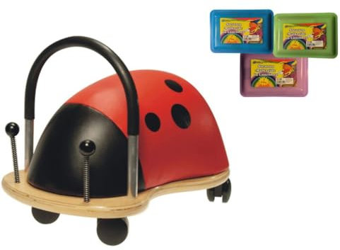 Original Wheely Bug Rutschauto Marienkäfer klein Der Rutscher schlechthin Ab 18 Monaten geeignet Exklusivpaket mit einem Paket Straßenmalkreide Farblich Sortiert