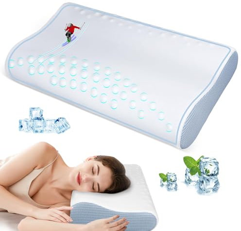 Cooling Neck Pillow Kühlendes Nackenstützkissen für Nacken- und Schulterschmerzen, orthopädisches Kissen Memory Foam Kissen Seitenschläfer zum Schlafen,Nackenkissen Bett Kopfkissen ergonomisch1 Stück