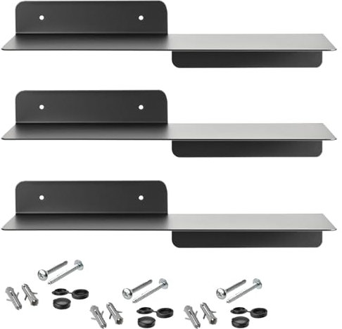 SOTECH 3er Set Design Schwebe-Regal Hover-I 350 x 130 x 78 mm schwarz, Wandmontage, Schweberegal inkl. Befestigungsset, modernes Wandboard für Bad Küche oder Wohnzimmer