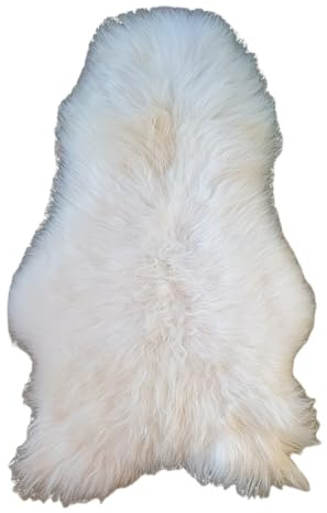 FURRYMAN Natürliche Lammfelle – Schafsfelle, mittel Island-Lammfell weißes, 110 x 55 cm – langes, glattes Fell ca. 15 cm – chromfrei – Lammfell - naturfell