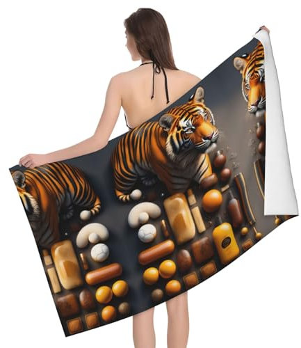 XZDAL Tiger Ultrafeine Faser, schnelltrocknendes Badetuch mit seiner weichen und flauschigen Textur