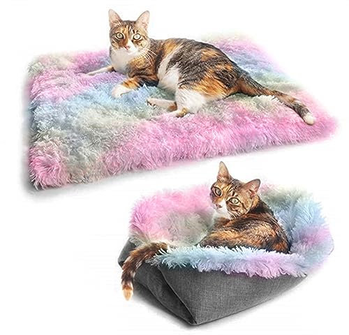 Hundebett, Hundebett, mittelgroße Hunde-, Katzen- und Hundekissen, Hundebetten mit bequemer Nackenrolle, Bett für Katzen oder kleine Hunde (bunt)