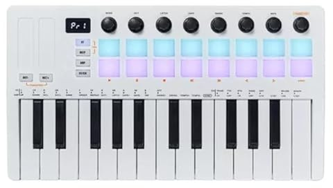 MIDI-Keyboard-Controller BT Wireless 25-Tasten-Keyboard-Controller für Übungsauftritte Weiß