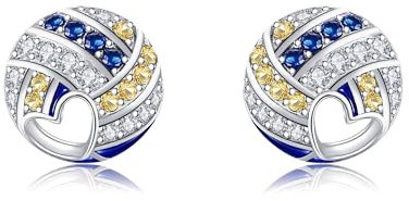 Volleyball Ohrringe 925 Sterling Silber Volleyball Ohrstecker Sports Schmuck Geburtstag Geschenke für Frauen Damen Sport Fan Volleyball Liebhaber