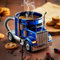 Handcrafted Truck Edelstahl Coffee Mug, LKW Semi-Truck Coffee Mug, Handcrafted Truck Coffee Mug With Handle, Truck Coffee Mug For Driver Men, Truck Driver Gifts, Stainless Creative Cup -Blau