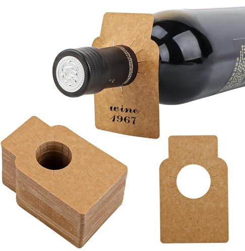 200 Pièces Étiquettes De Bouteille De Vin, Étiquette de Cave à Vin, Étiquettes Réutilisables Vin, Étiquette Goulot Bouteille Vin, Étiquettes Bouteille Vin, pour Bouteille de Vin et Caves (Marron)