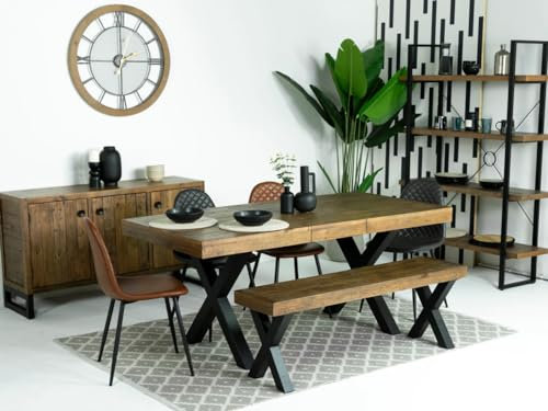 Rustikaler Esstisch aus Altholz (140 x 180 cm) mit Kreuzbein-Design