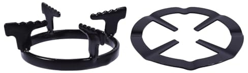 MAGICLULU 2 Supports de Brûleur à Gaz en Fer Noir, Anneaux Ronds Résistants la Chaleur pour Plaque de Cuisson, Lot de 2 Cuisine au Gaz