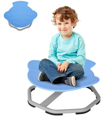 Chaises pivotantes pour enfants, Chaise tournante pour enfants autistes, Jouets sensoriels Assis et Tourne, Entraînement de la coordination corporelle, Intérieur et Extér (Bleu)