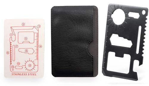 2 Stück Multitool Karte Multitool Scheckkarte Werkzeug Karte mit Multifunktions 11 in 1 Edelstahl Multifunktionswerkzeug im Scheckkartenformat Outdoor Tool mit Säge, Messer, Flaschenöffner - schwarz