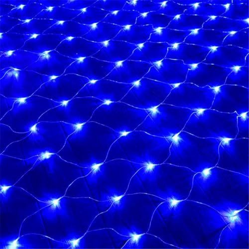 HADAVAKA Large Net Fairy String Lights, Led Fischernetz Licht, Mit 8 Lichtmodi, Mit Schwanz Stecker Kann In Reihe Geschaltet Werden, Für Bushe Zaun Wand/Weihnachtsbaum/Garten (Blue, 2 * 2M)
