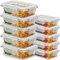ZENO Glass Containers with Lids 10 Pack | Meal Prep Containers | Glass Food Container with Lid, Airtight Seal, Leakproof Lid | Dishwasher Safe | Freezer & Microwave Safe | 5 X 1050ml + 5 X 370ml
