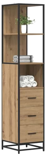 vidaXL Bathroom Cabinet with Drawer Artisan oak 35 x 37.5 x 166 cm, Stylish Bathroom Cabinet, Rectangular, Industrial Design, Ample Storage Solutions, Contemporary Furniture for Urban Spaces
