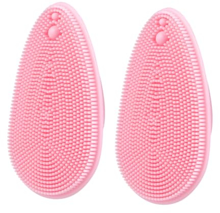 Pack Silikon Gesichtsreinigungsbürste Rosa für Sanfte Reinigung | Tiefenreinigungs Massagebürste, Peeling für Trockene und Empfindliche Haut, Leichtes 2 Stück