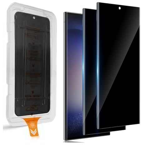 Hengnewro Anti-Espion pour Samsung Galaxy S23 Ultra Verre Trempé, 2 Pièces | Dépoussiérage Automatique, Anti-Spy Protection écran, 9H Dureté, Sans Bulles Privacy Protecteur Vitre,Facile à Installer