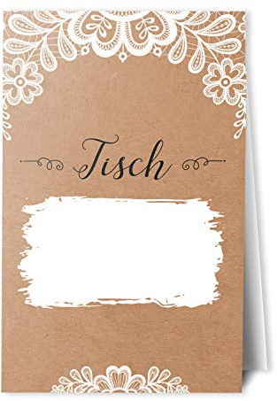 10 Tischnummern 10er Set zum Beschriften Hochzeit Nummern 10 Karten Kraftpapier Sweet Vintage
