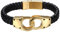 OIDEA Herren Armband, Geflochten Punk Rock Handschellen Handcuffs Anhänger Lederarmband Armreif Lederband mit Magnet Verschluss, Schwarz Gold