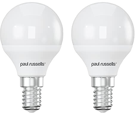paul russells LED Golf Ball Light, Small Edison Screw SES, 25w Equivalent, 2.5watt 250Lumens LED Bulbs, 2700K Warm White Lamps, Mini Frosted G45 E14 Energy Saving Lightbulbs (Not Dimmable), 2 Pack