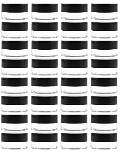 7-Milliliter Glass Lip Balm Jars (24-Pack).25-Ounce Thick-Walled Containers (7ml Clear with Black Metal Lids)