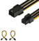 J&D 6 Pin PCIe M/F Power Extension Cable (2 Pack), Male to Female Cable, 10 inch, Black