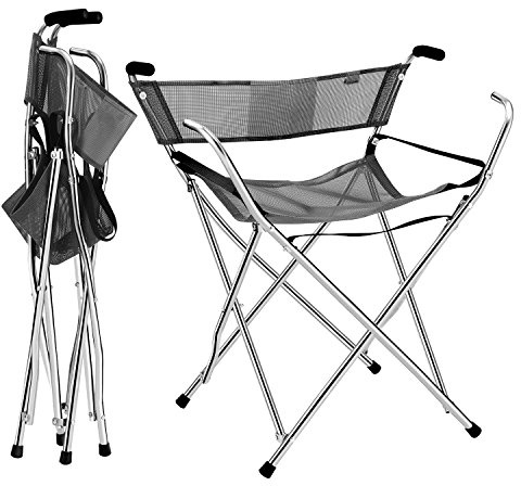 Frehsore® Gehstöcke und Gehstöcke, zusammenklappbar, 136 kg, Sport-Klappstuhl, Sitz, 4 Hocker, Gehhilfe für Camping (robuste Aluminiumlegierung, 1 kg - 2,2 Pfund), XL, Grau