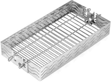 Skyflame Stainless Steel Flat Spit Rotisserie Grill Basket Fits for 5/16 Inch Square, 3/8 Inch Square, 1/2 Inch Hexagon Spit Rods