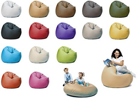 sunnypillow XXXL Sitzsack mit Styropor Füllung 145 cm Durchmesser 2-in-1 Funktionen zum Sitzen und Liegen Outdoor & Indoor für Kinder & Erwachsene viele Farben und Größen zur Auswahl Beige