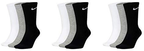 Nike U NK Everyday CUSH Crew 3PR Socks, Blk / DGH / Blk, Grey, 38