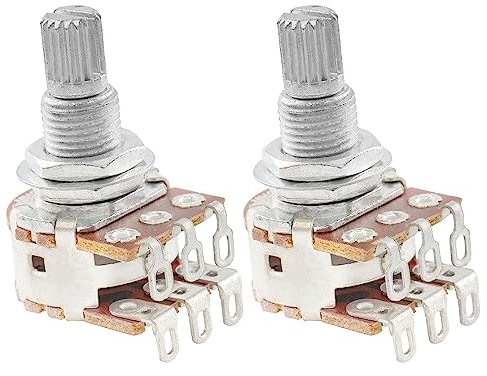 Musiclily Pro Aluminium Mini Metric Sized Blend Pots MN500K Dual Balance Potentiometers with Center Detent for Guitar (Set of 2)
