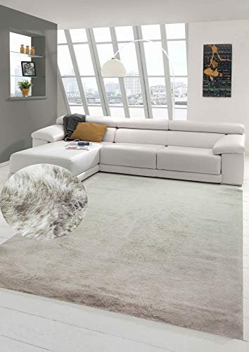 Teppich-Traum Hasenfell Faux Fur samtig weich Uni Design beige Größe 80x150 cm