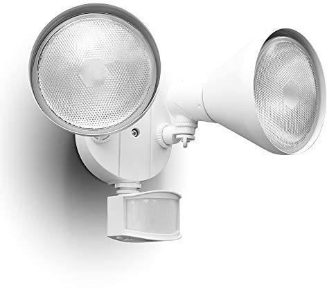 LUTEC 180-Degree 2-Head Motion-Activated Flood Light 300 Watt Halogen Motion Activated Integrated Dual-Head Floodlight Outdoor, Waterproof Exterior Security Wall Light for Patio, Garden, Yard, White