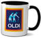 Oldi Mug- Birthdays Christmas Funny Gift Presents Celebration Novelty Old Large Heavy Duty Handle Dino Coated Dishwasher/Microwave Safe Sublimation Ceramic (Black Handle Prime)