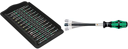 Wera 05134000001 Kraftform Micro Big Pack 1 Schraubendrehersatz, 25-teilig & 05028160001 392 Bit-Handhalter mit flexiblem Schaft, 1/4 Zoll x 177 mm