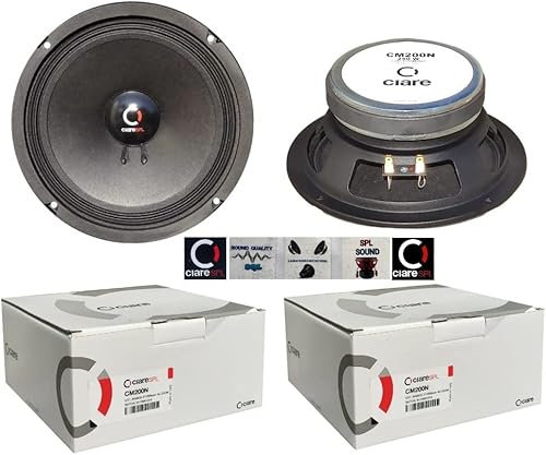 Ciare 2 WOOFER CM200N CM 200N altoparlante 20,00 cm 200 mm 8 da 120 watt rms 250 watt max impedenza 4 ohm portiere sportelli competizioni spl 96 db, a coppia + 5 adesivi omaggio